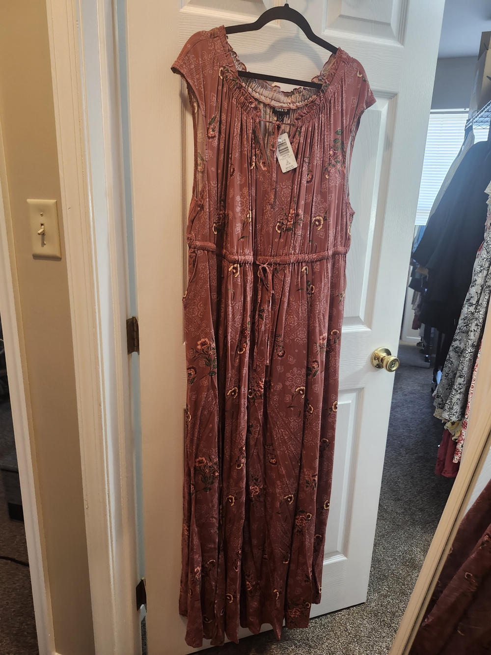 Torrid Boho Mauve Floral Maxi Dress, Torrid 3 = 3X, NWT